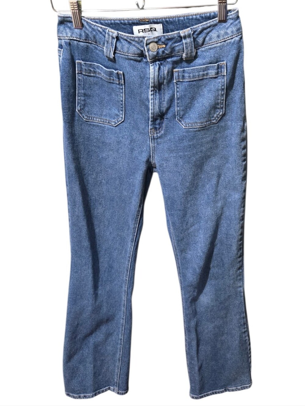 RSQ Size 27 Straight Leg Blue Jeans Y2K Patch Pocket Tilly's
